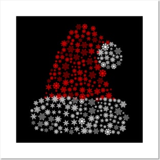 Christmas Santa Cap of Snowflakes Posters and Art